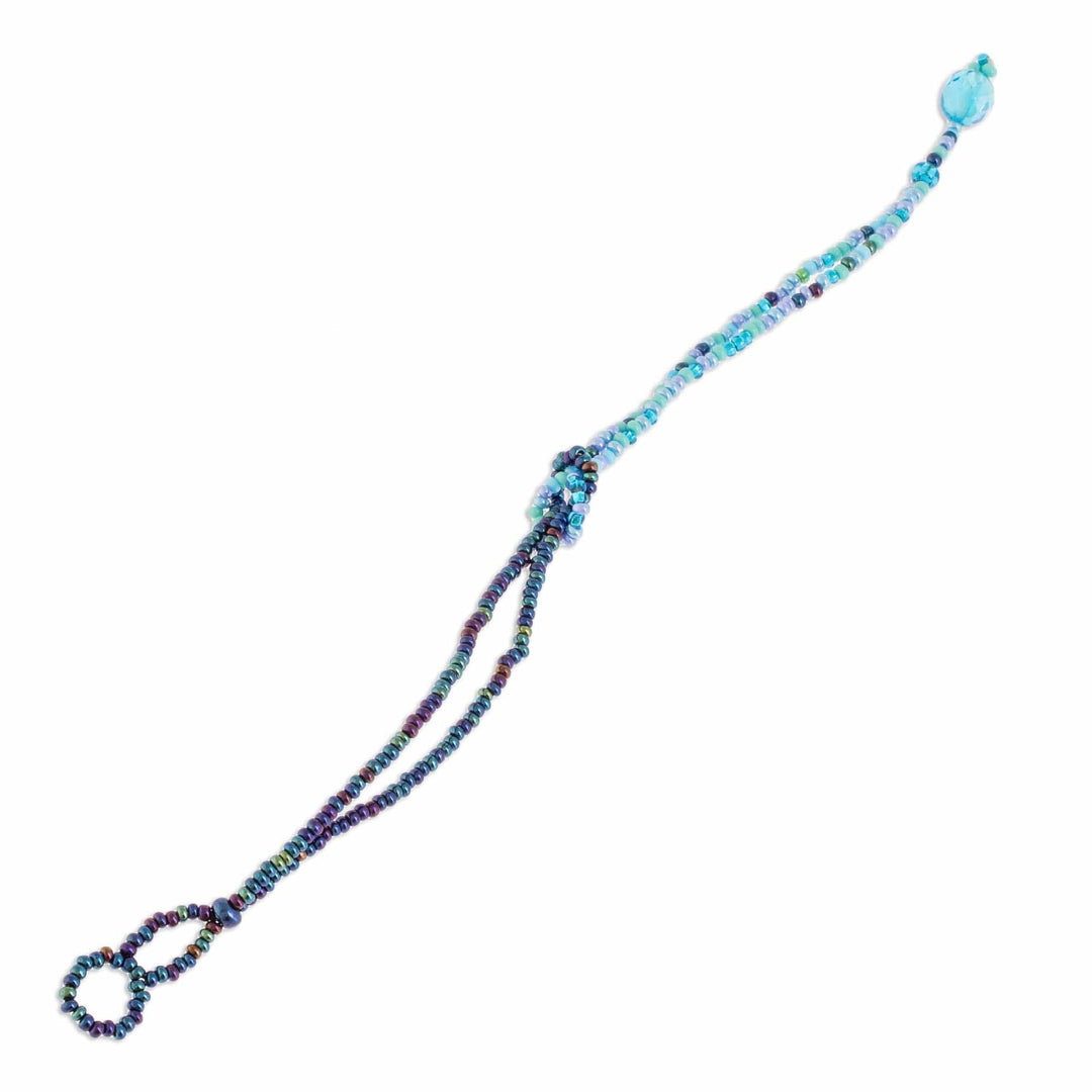 Glass Beaded Knotted Bracelet - Divine Union in Blue