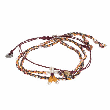 Braided Cord Bracelet with Corn Man Pendant - Multicolor Maize Man