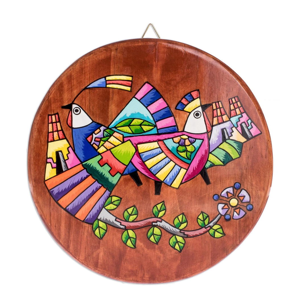 Hand Crafted Wood Wall Plaque (10 Inch) - Country Birds