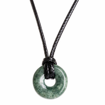 Adjustable Circular Dark Green Jade Necklace from Guatemala - Circle of Love in Dark Green