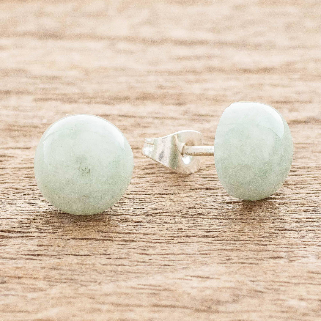 Light Green Jade Stud Earrings - Serene Style in Green