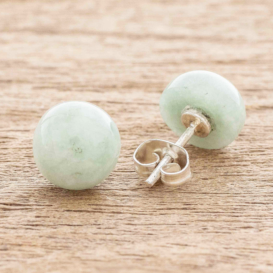 Light Green Jade Stud Earrings - Serene Style in Green