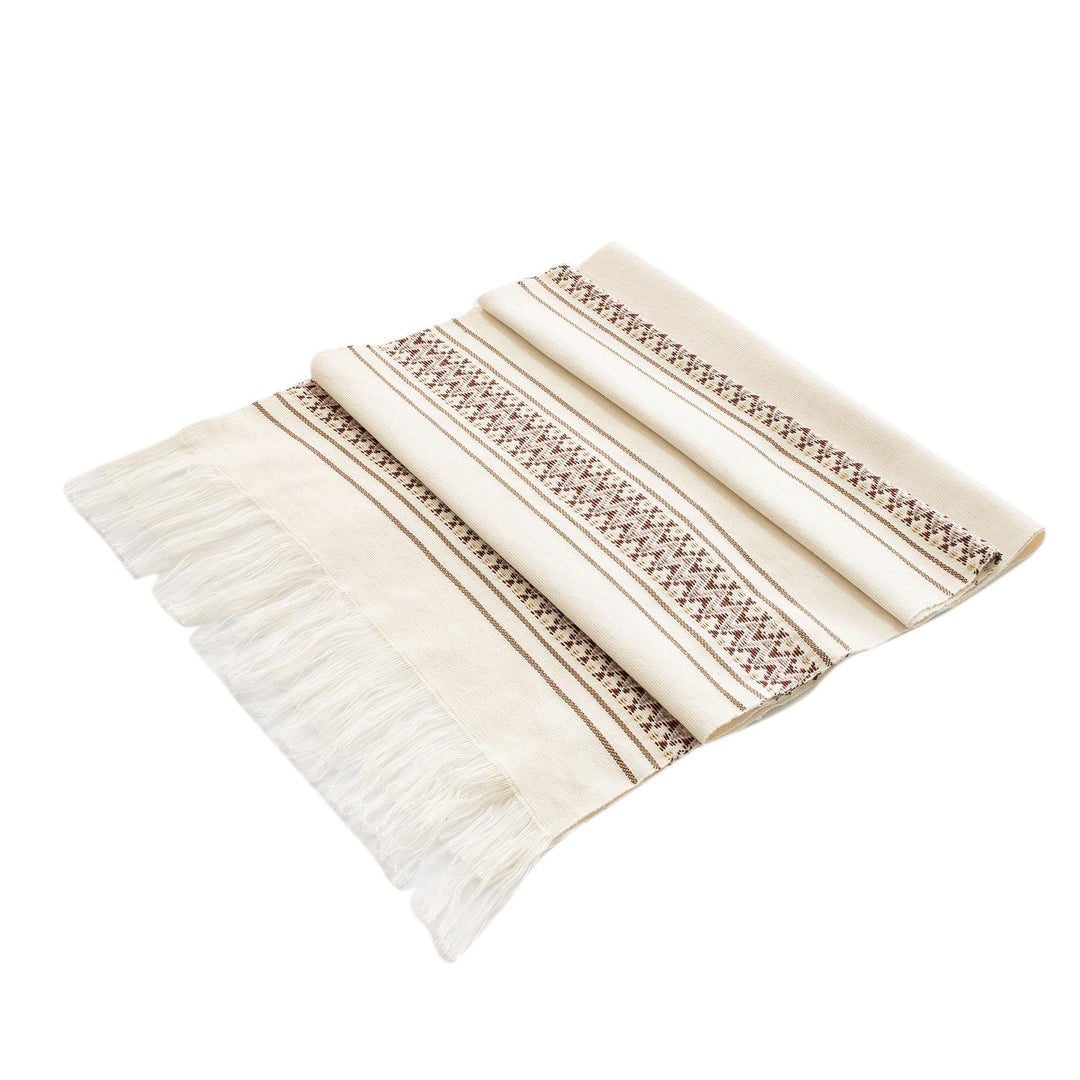 Ivory Cotton Table Runner - Peten Volcanoes
