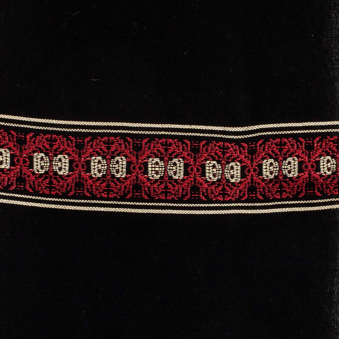 Black and Red Table Runner - Peten Flowers