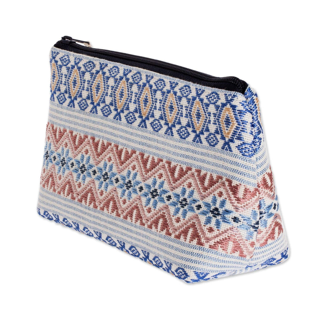 Cotton Cosmetic Case - Diamond Frieze