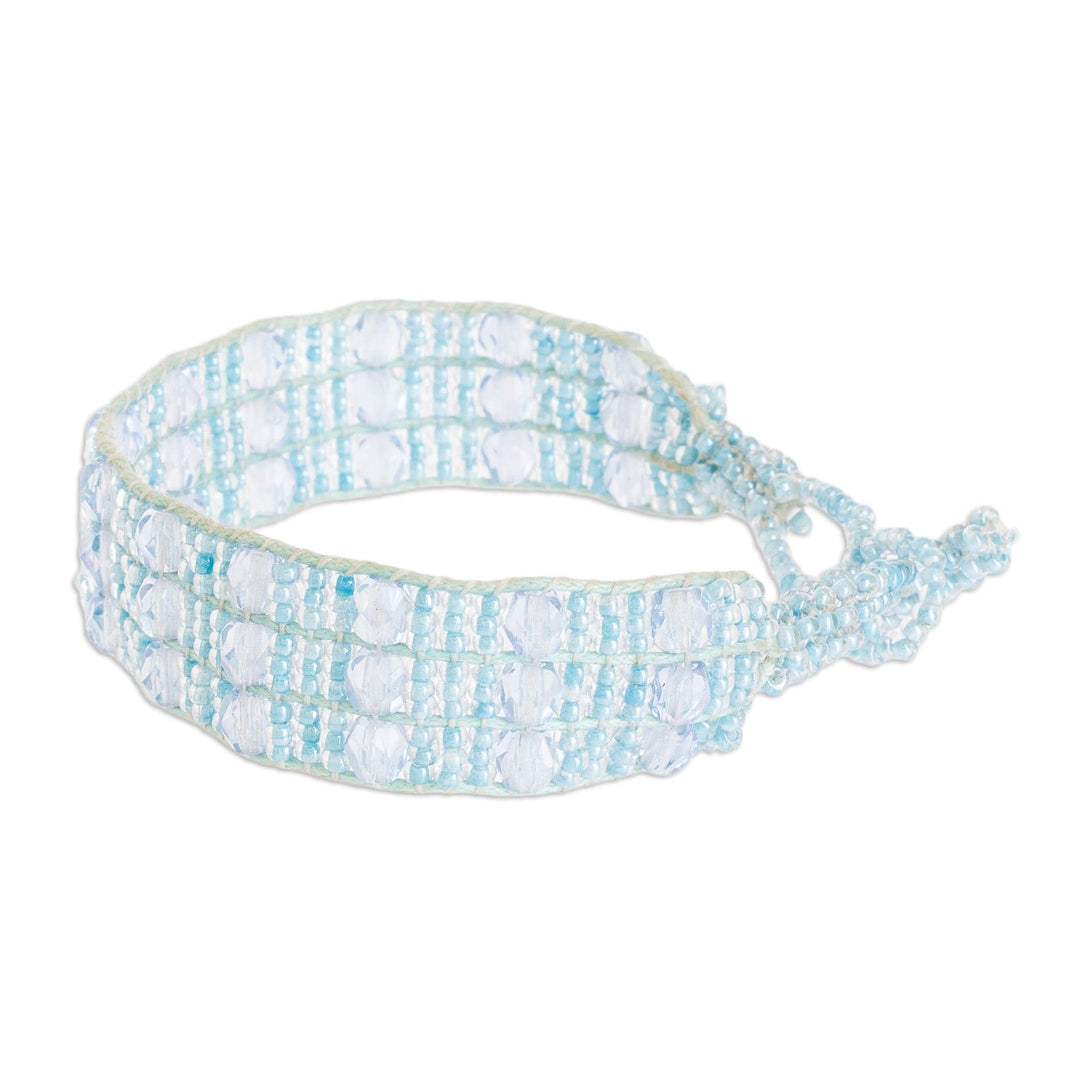 Light Blue Beaded Wristband Bracelet - Kinship in Sky Blue
