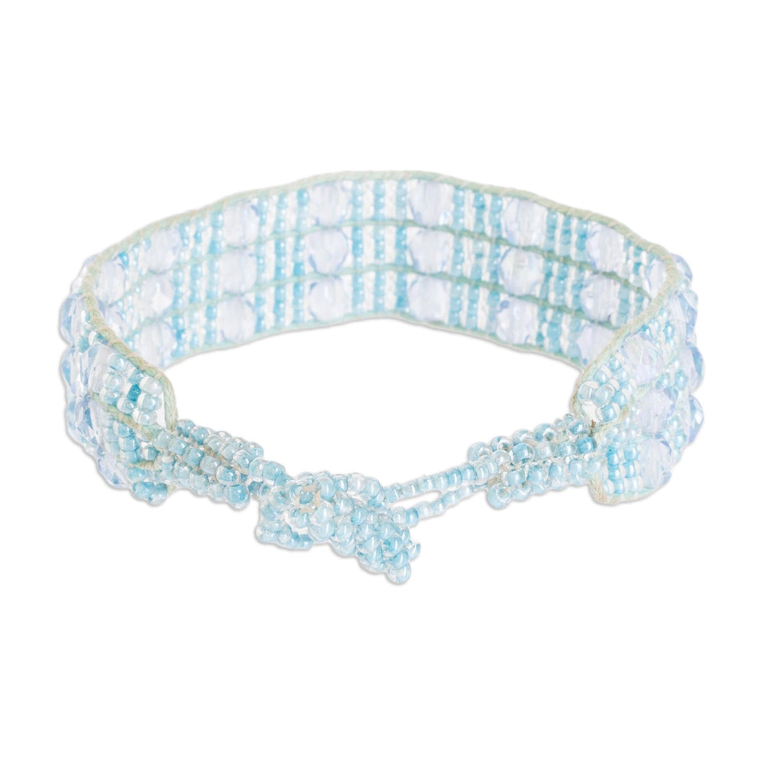 Light Blue Beaded Wristband Bracelet - Kinship in Sky Blue