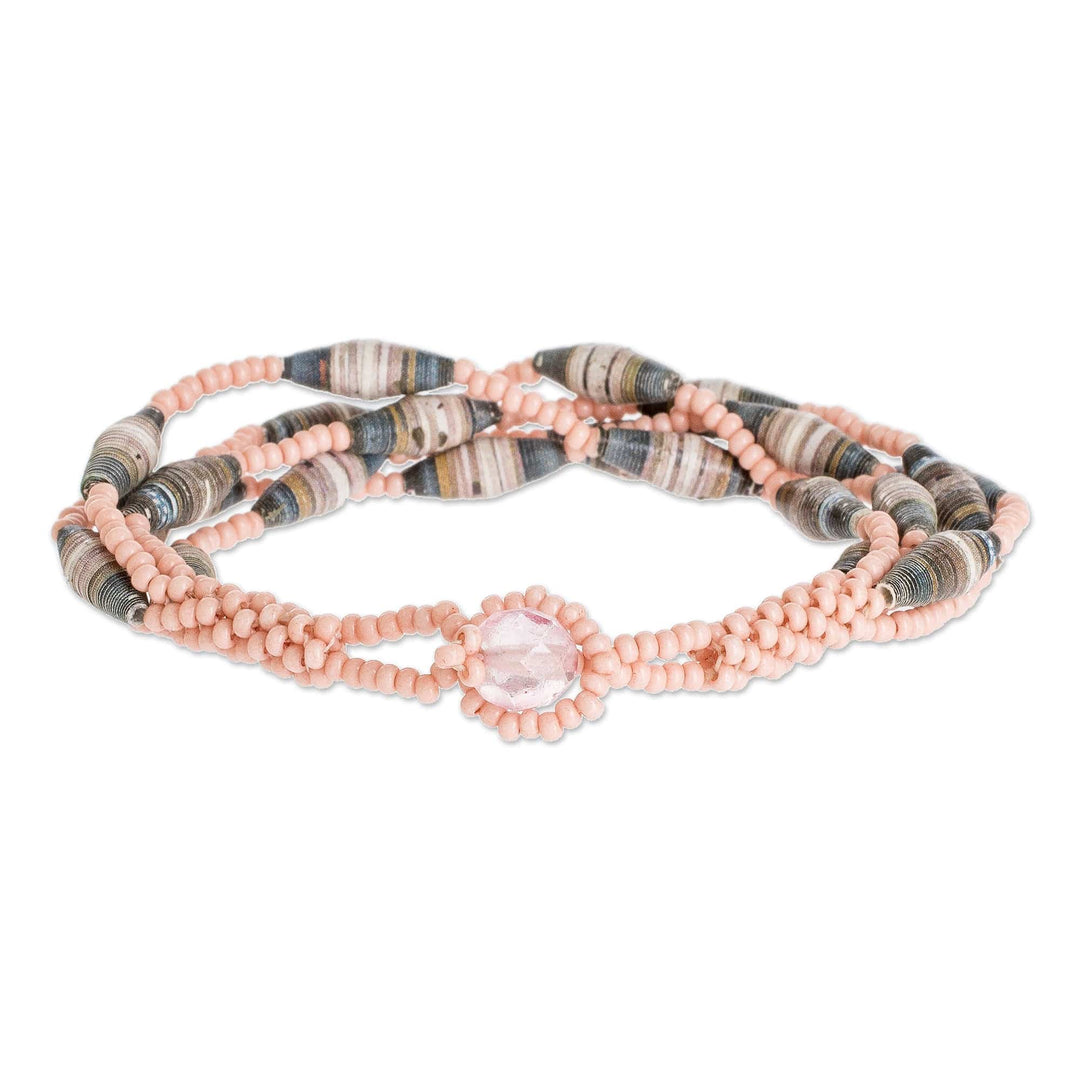 Recycled Paper Bracelet - Bonds of Friendship in Pink