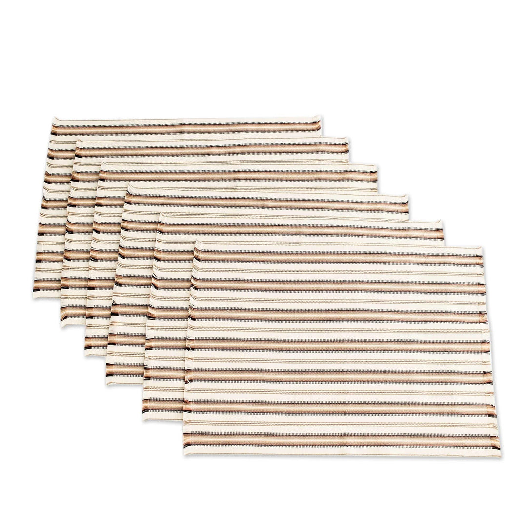 Brown Striped Placemats (Set of 6) - Nutmeg Stripe