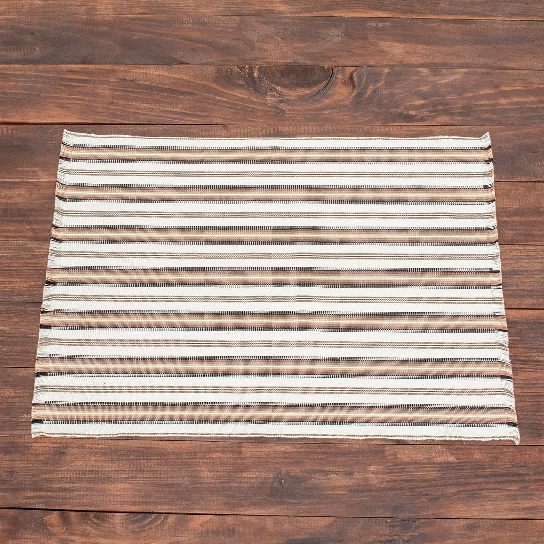 Brown Striped Placemats (Set of 6) - Nutmeg Stripe