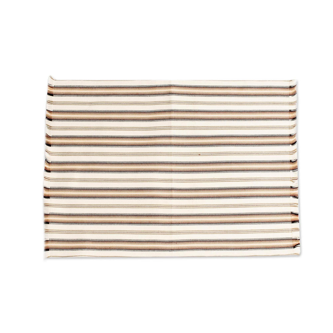 Brown Striped Placemats (Set of 6) - Nutmeg Stripe