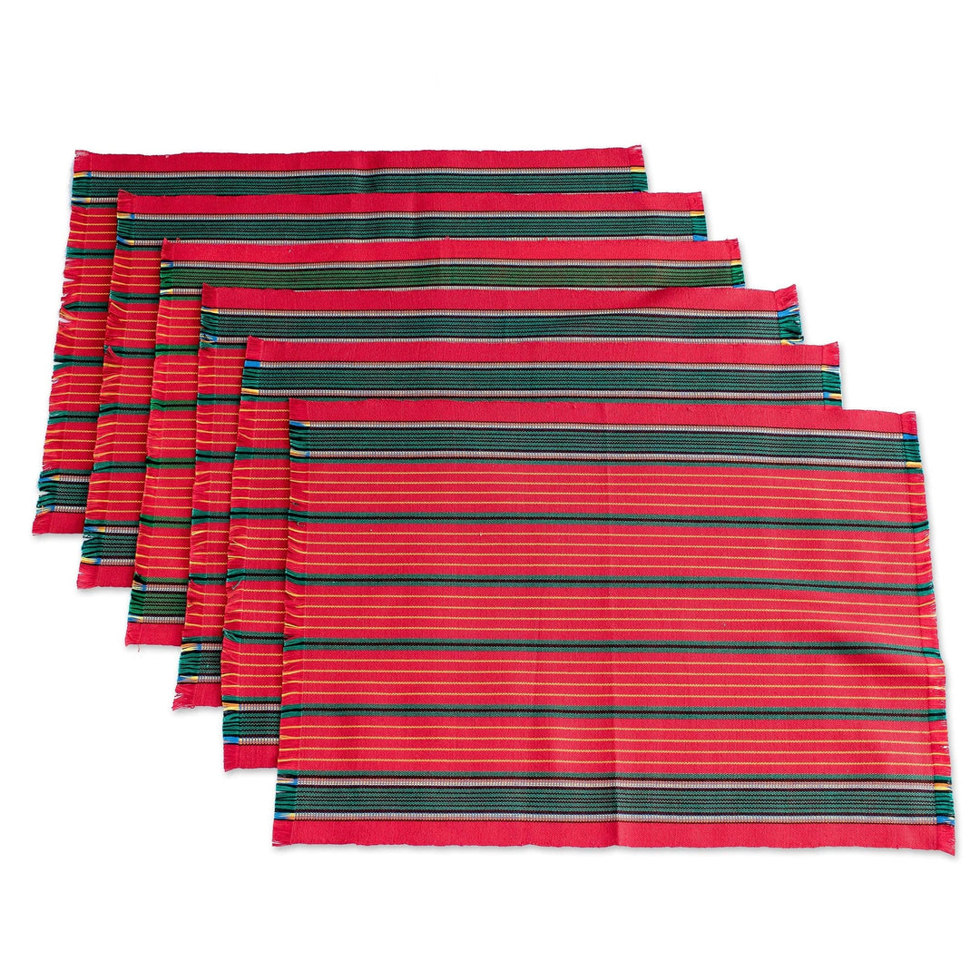 Handloomed Christmas Placemats (Set of 6) - Red Christmas