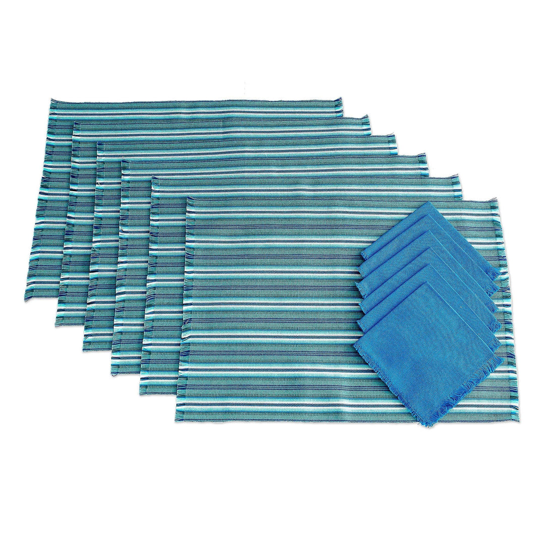 Blue Table Linen Set (Set for 6) - Tecpan Tradition
