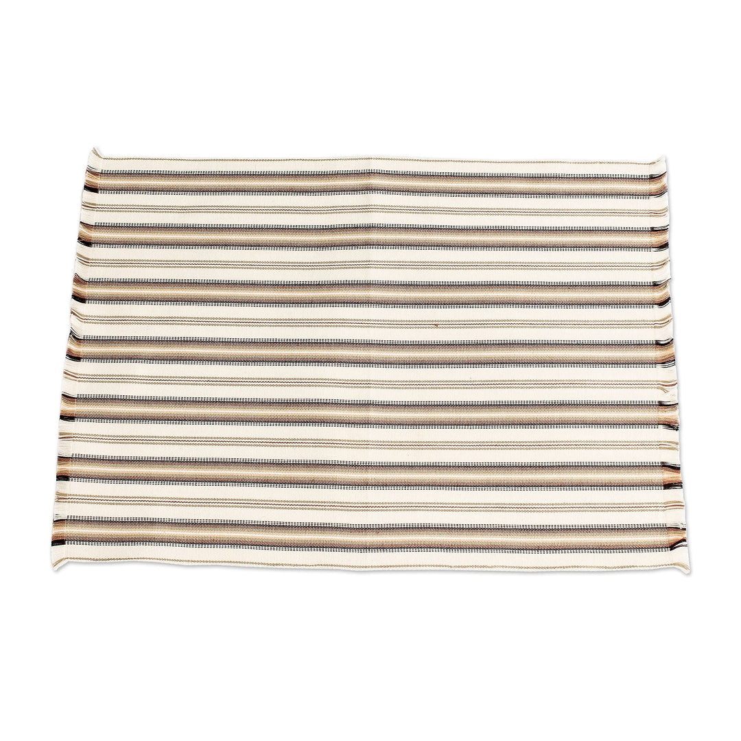 Handmade Cotton Table Linen Set (Set for 6) - Nutmeg Stripe