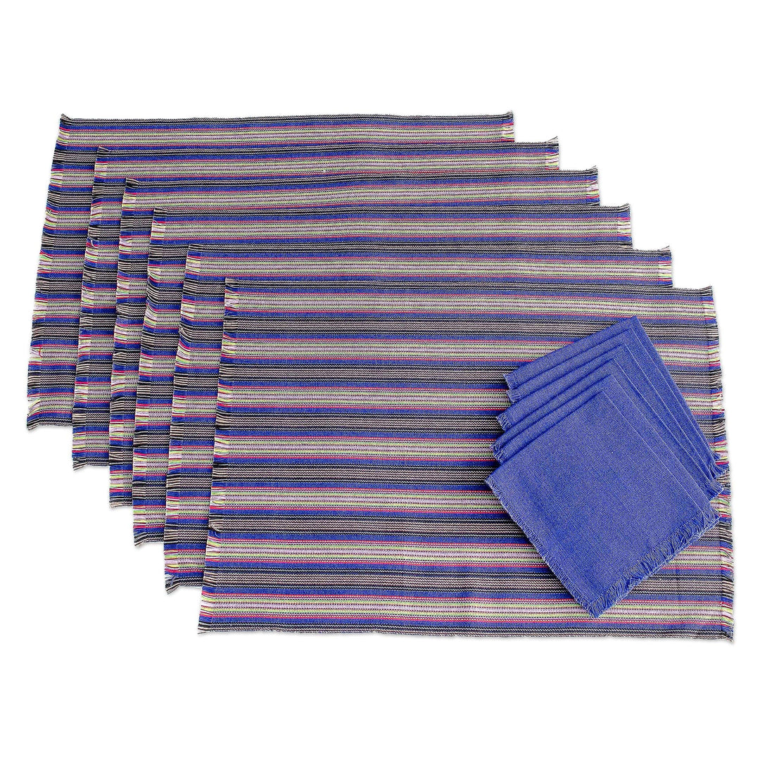 Blue/Multi Table Linen Set (Set for 6) - Solola Blue