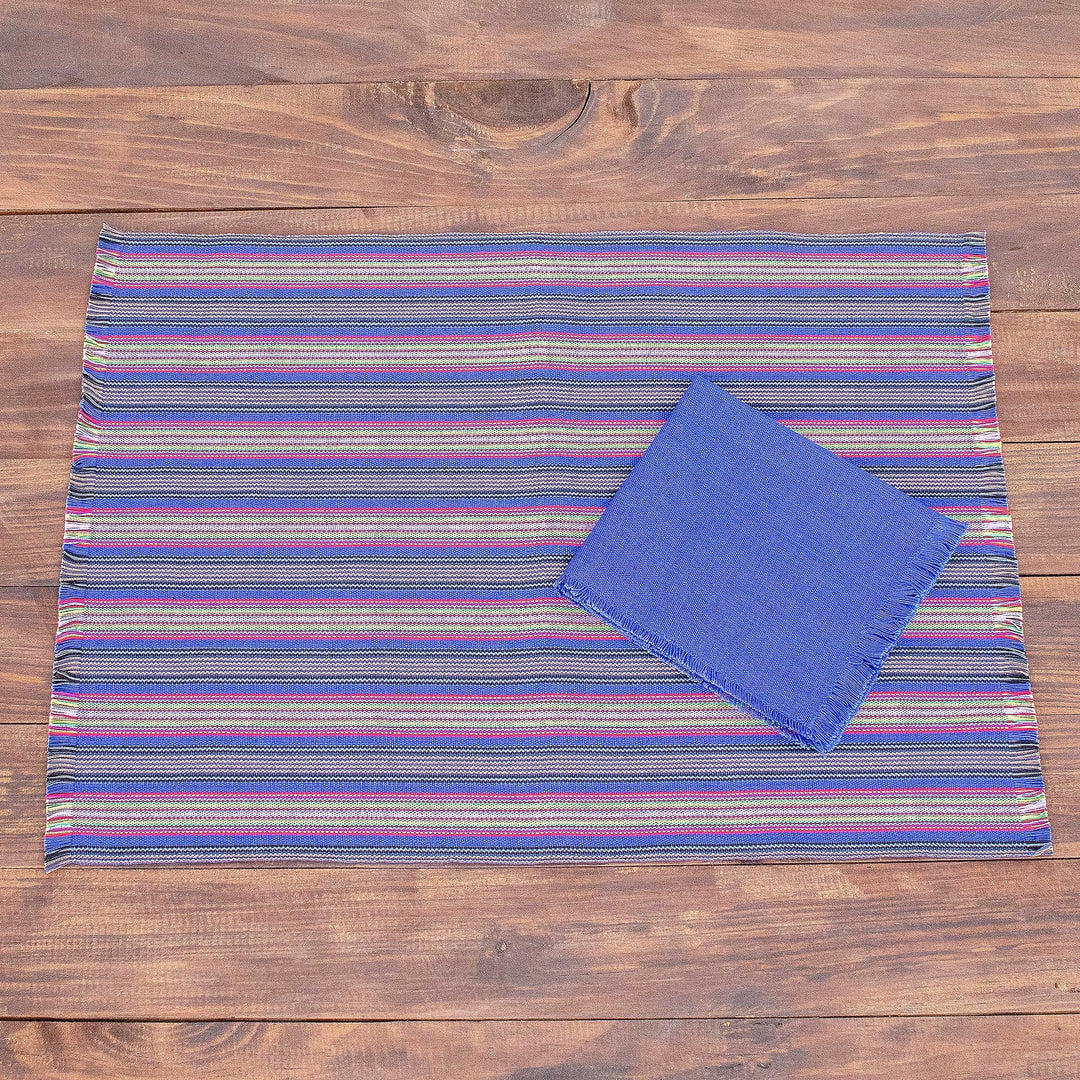 Blue/Multi Table Linen Set (Set for 6) - Solola Blue