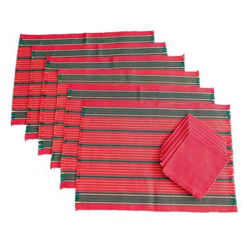 Red and Green Table Linens (Set for 6) - Red Christmas