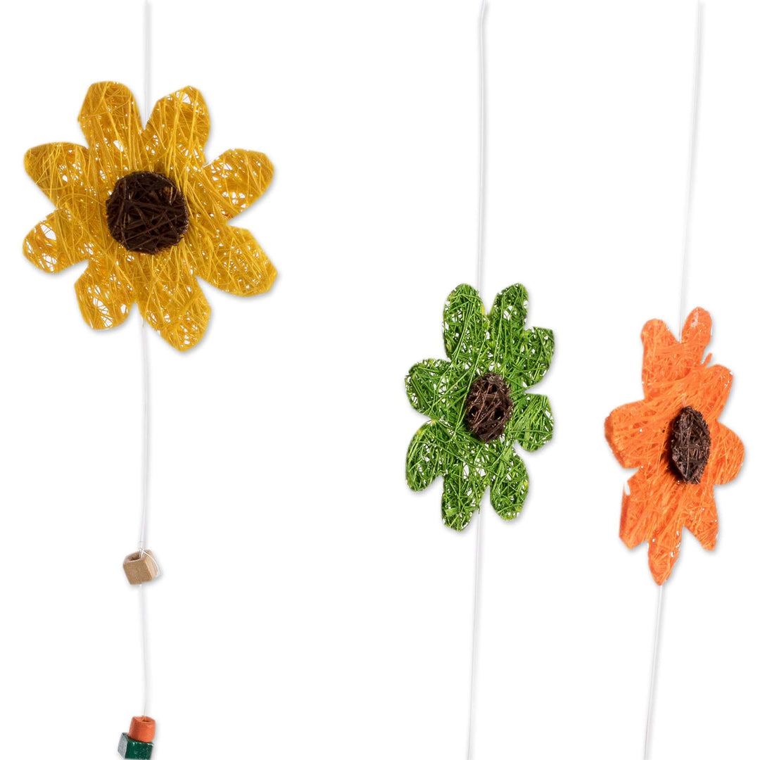 Costa Rican Natural Fiber Birds & Flowers Mobile - Songbirds and Blossoms