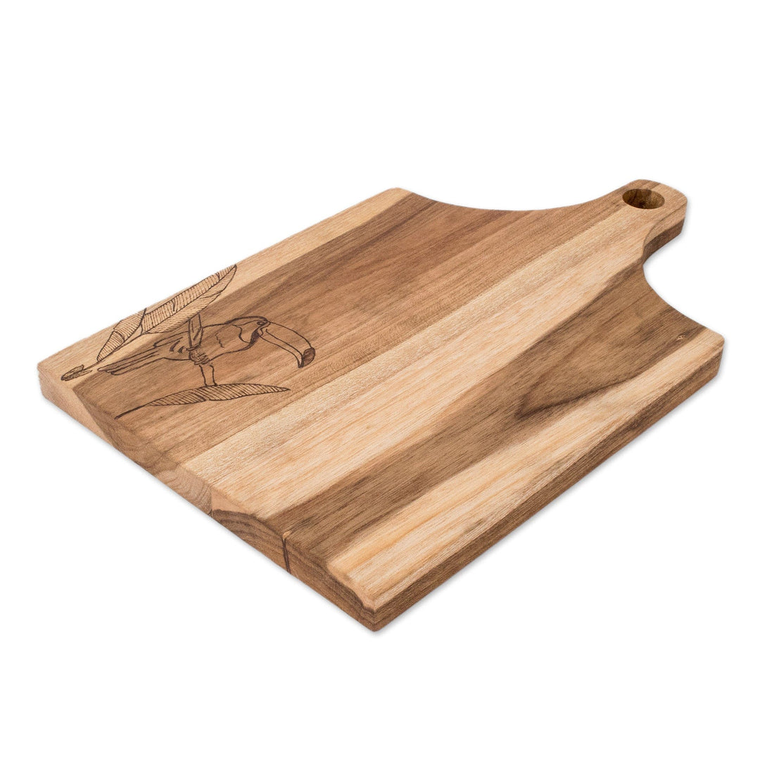 Pyrographic Laurel Wood Cutting Board with Bird - Laurel Toucan