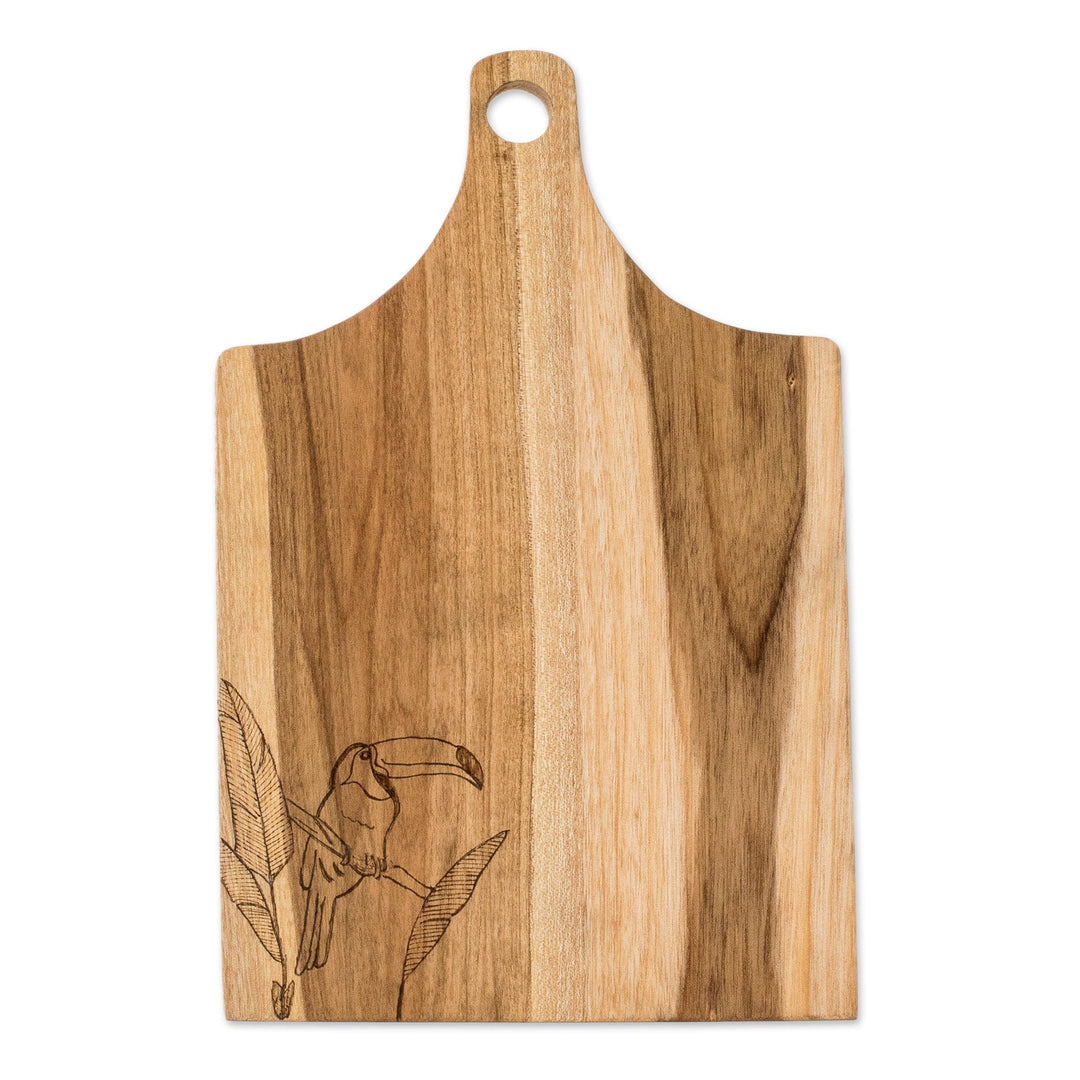 Pyrographic Laurel Wood Cutting Board with Bird - Laurel Toucan