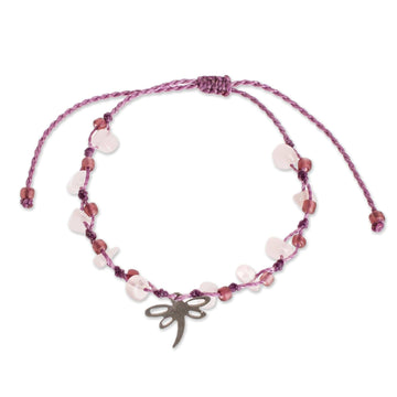 Handmade Rose Quartz Bracelet - Dragonfly Rose