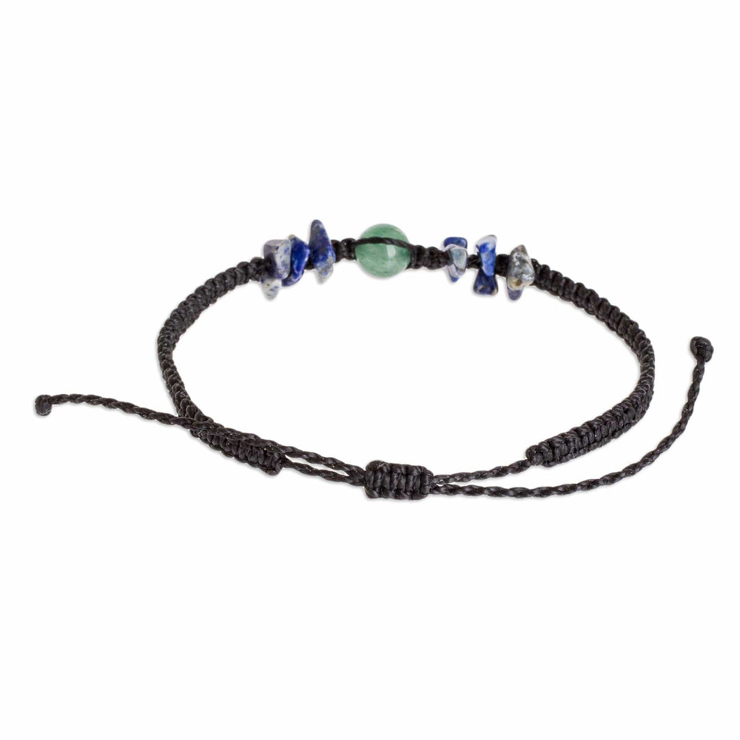 Quartz and Lapis Macrame Bracelet - Green Globe