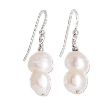 White Baroque Cultured Pearl Earrings - Baroque Beauty