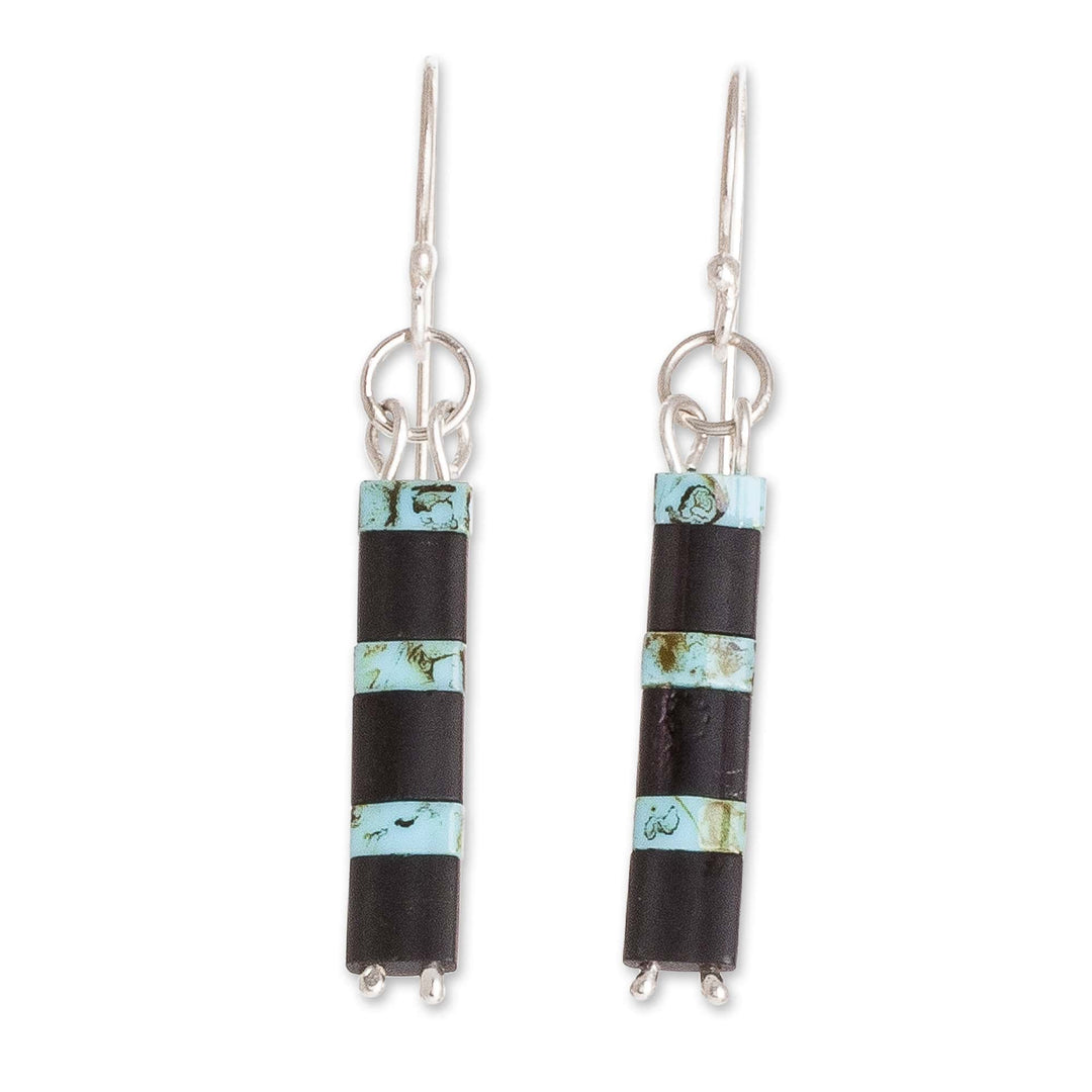 Glass Beaded Earrings - Turquoise Night