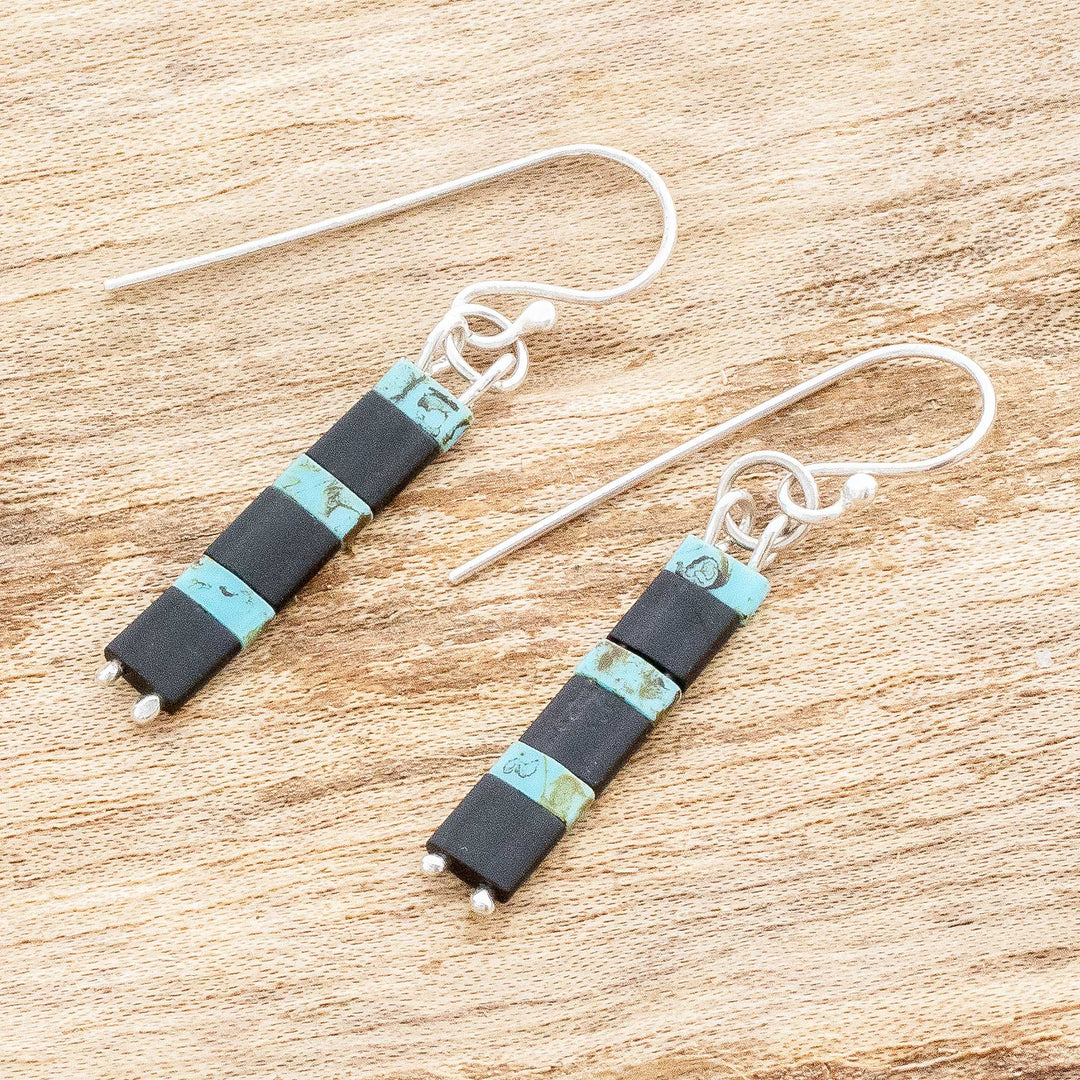 Glass Beaded Earrings - Turquoise Night