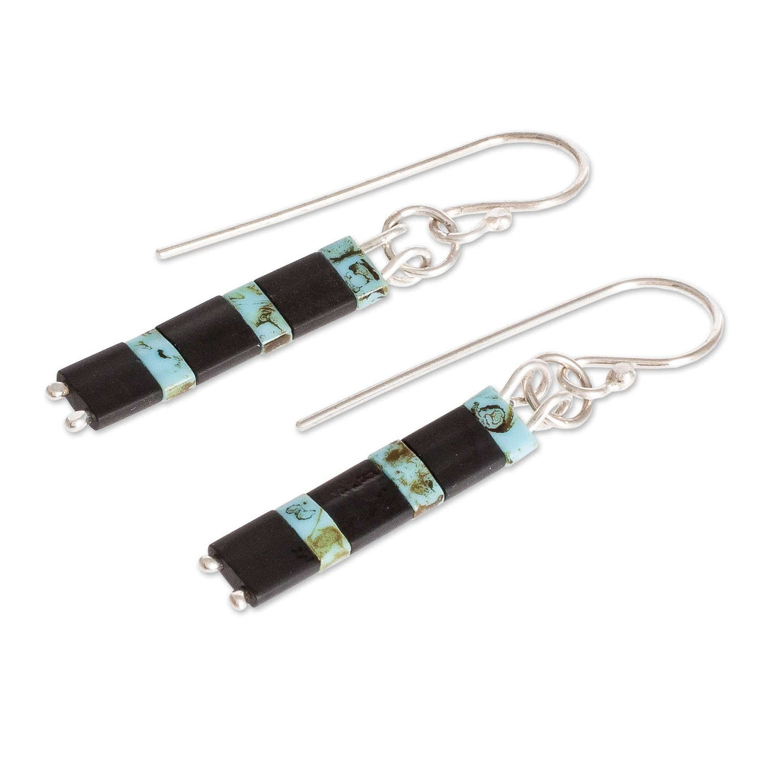 Glass Beaded Earrings - Turquoise Night