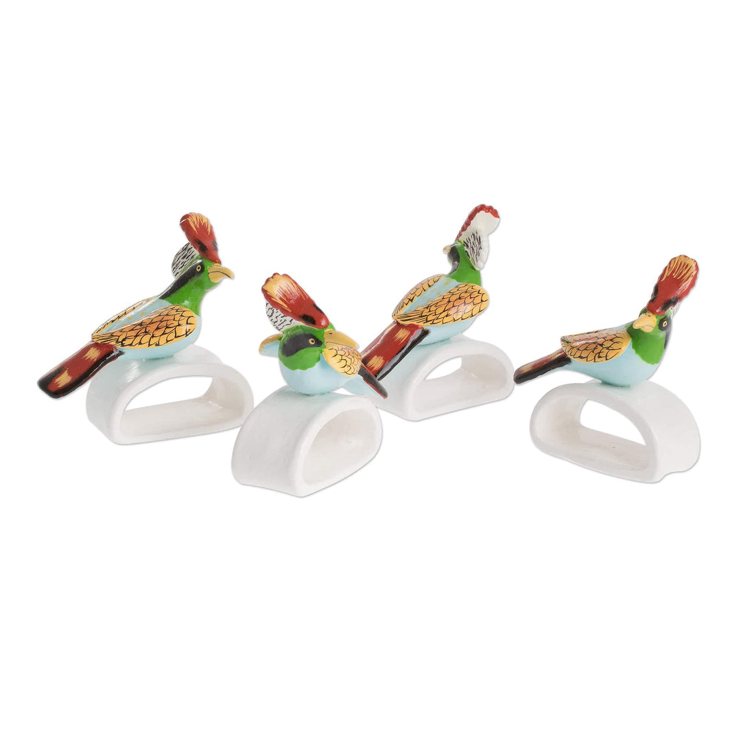 Terracotta Hummingbird Napkin Rings (Set of 4) - Coquettes