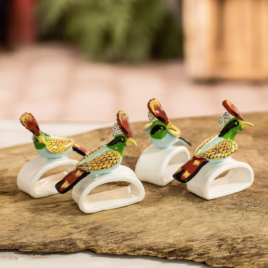 Terracotta Hummingbird Napkin Rings (Set of 4) - Coquettes