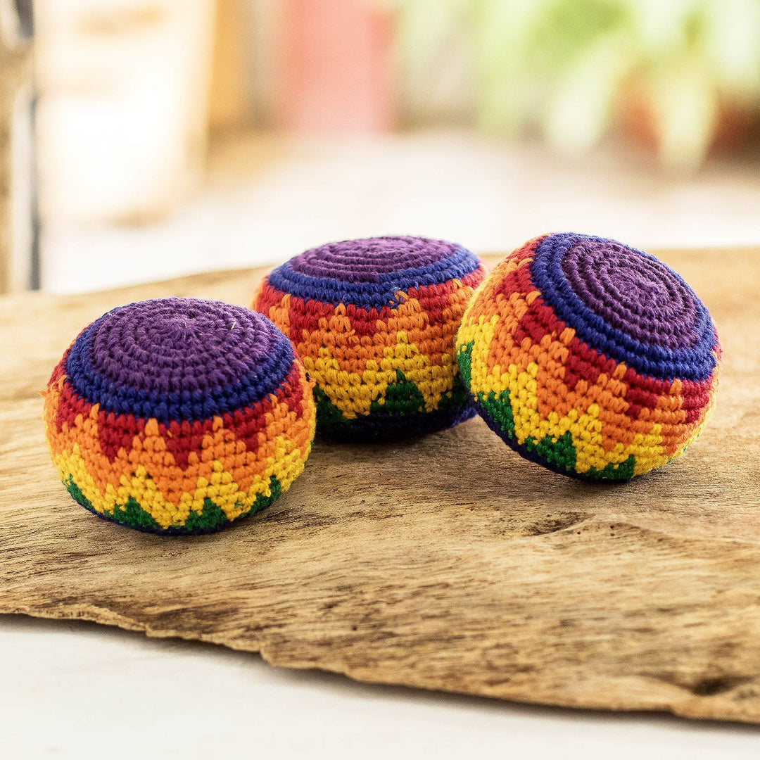 Multicolored Cotton Hacky Sacks (Set of 3) - Maya Colors