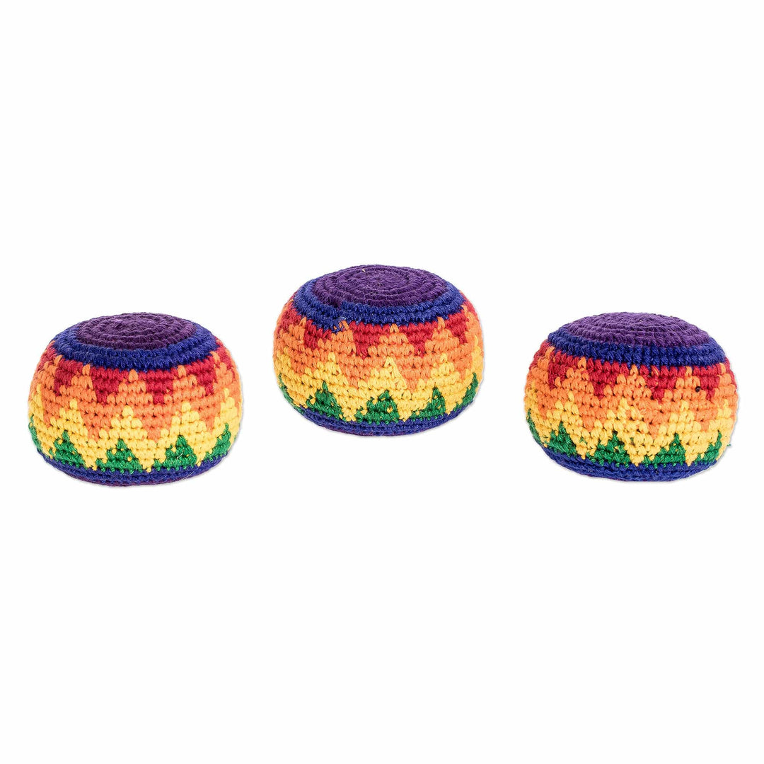 Multicolored Cotton Hacky Sacks (Set of 3) - Maya Colors