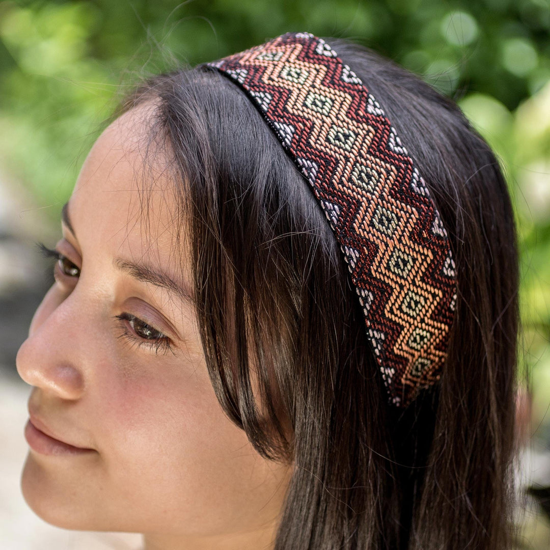 Handwoven Cotton Headband from Guatemala - Diamond Maze