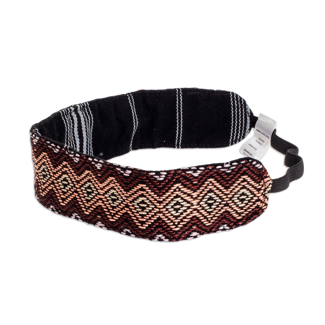Handwoven Cotton Headband from Guatemala - Diamond Maze