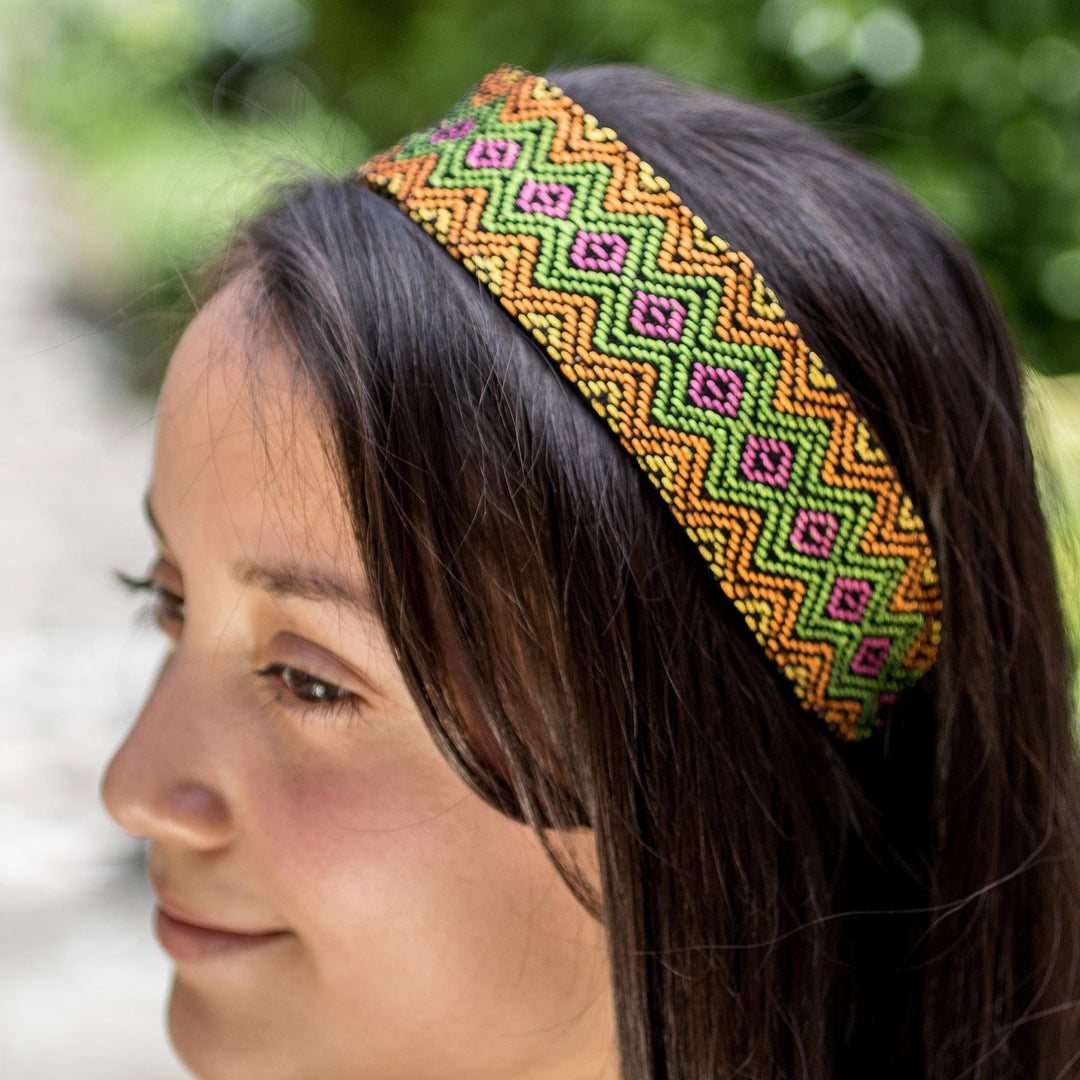 Artisan Crafted Multicolored Headband - Neon Lights