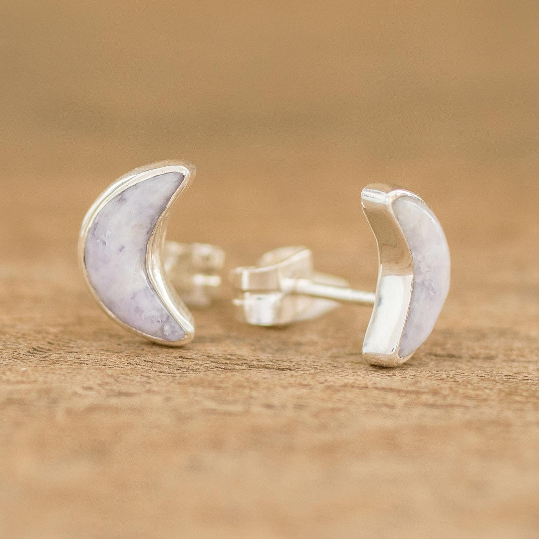 Lilac Jade Moon Earrings - Moon Crescent in Lilac