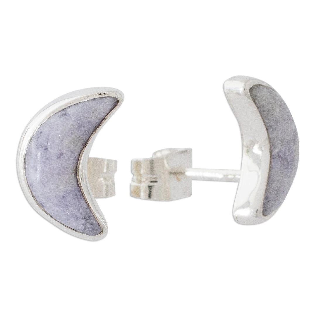 Lilac Jade Moon Earrings - Moon Crescent in Lilac