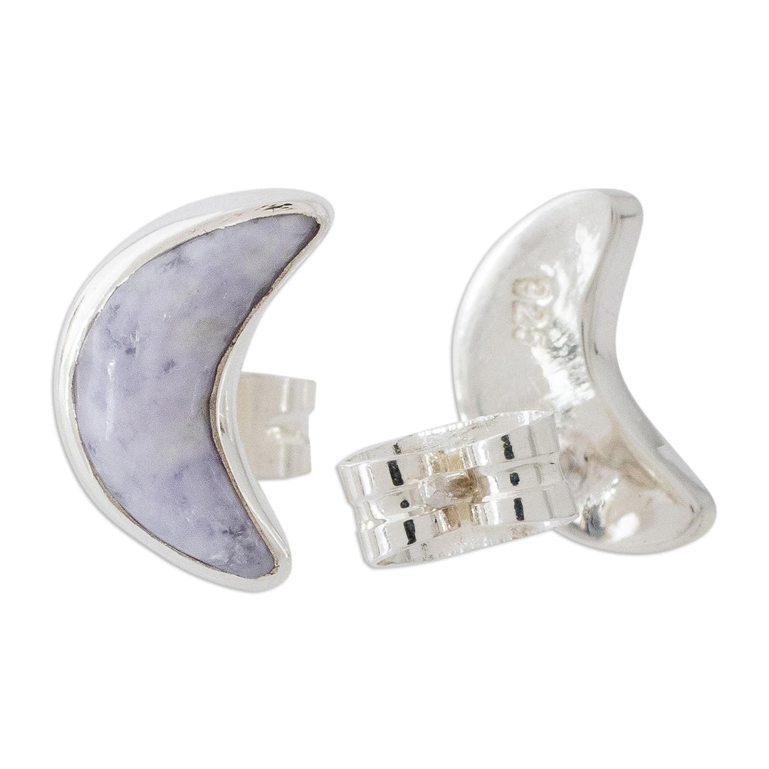 Lilac Jade Moon Earrings - Moon Crescent in Lilac