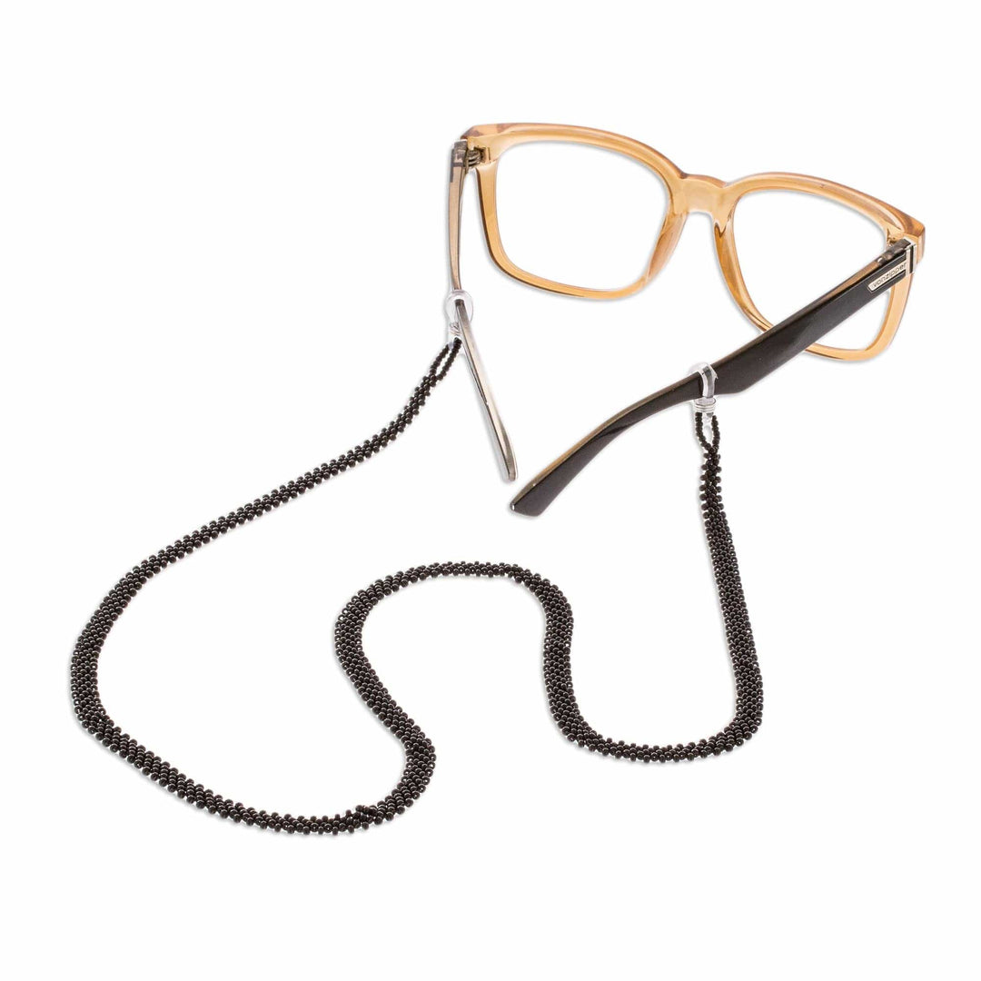 Black Beaded Eyeglass Lanyard - Sololá Trail in Black