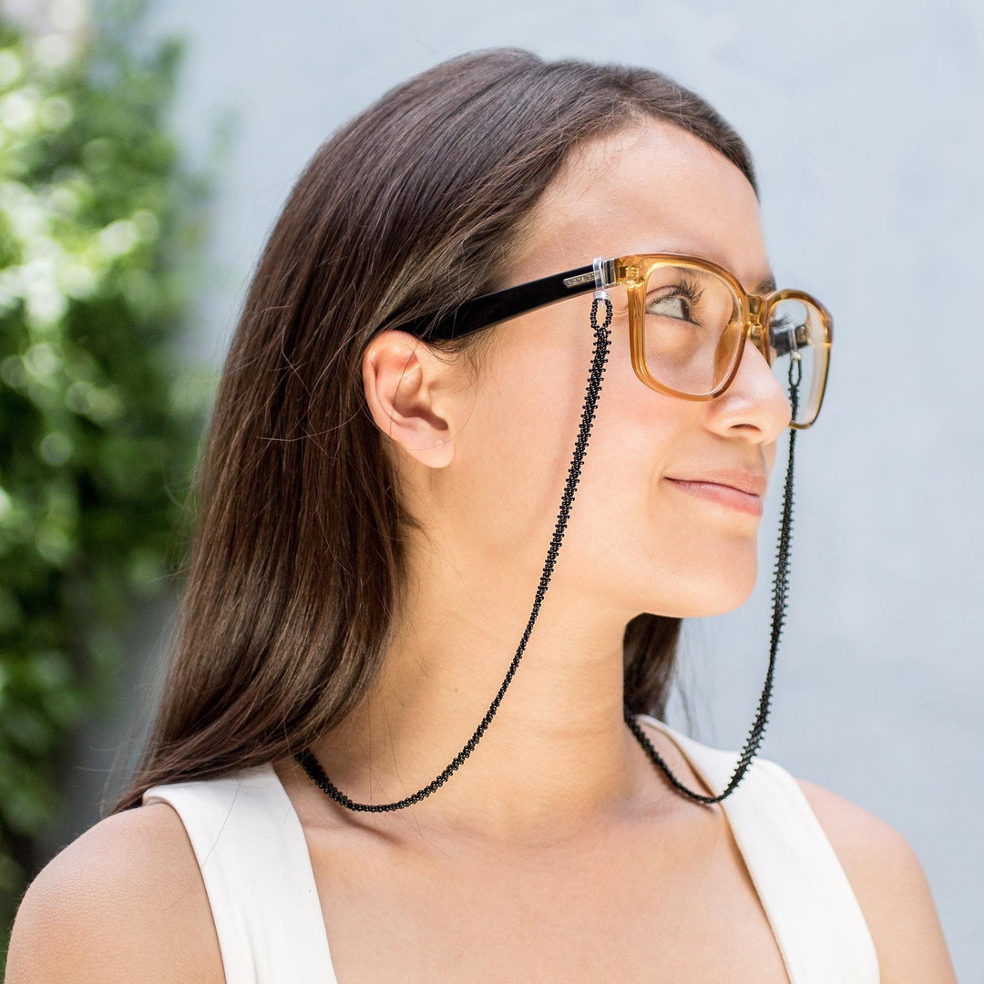 Black Beaded Eyeglass Lanyard - Sololá Trail in Black