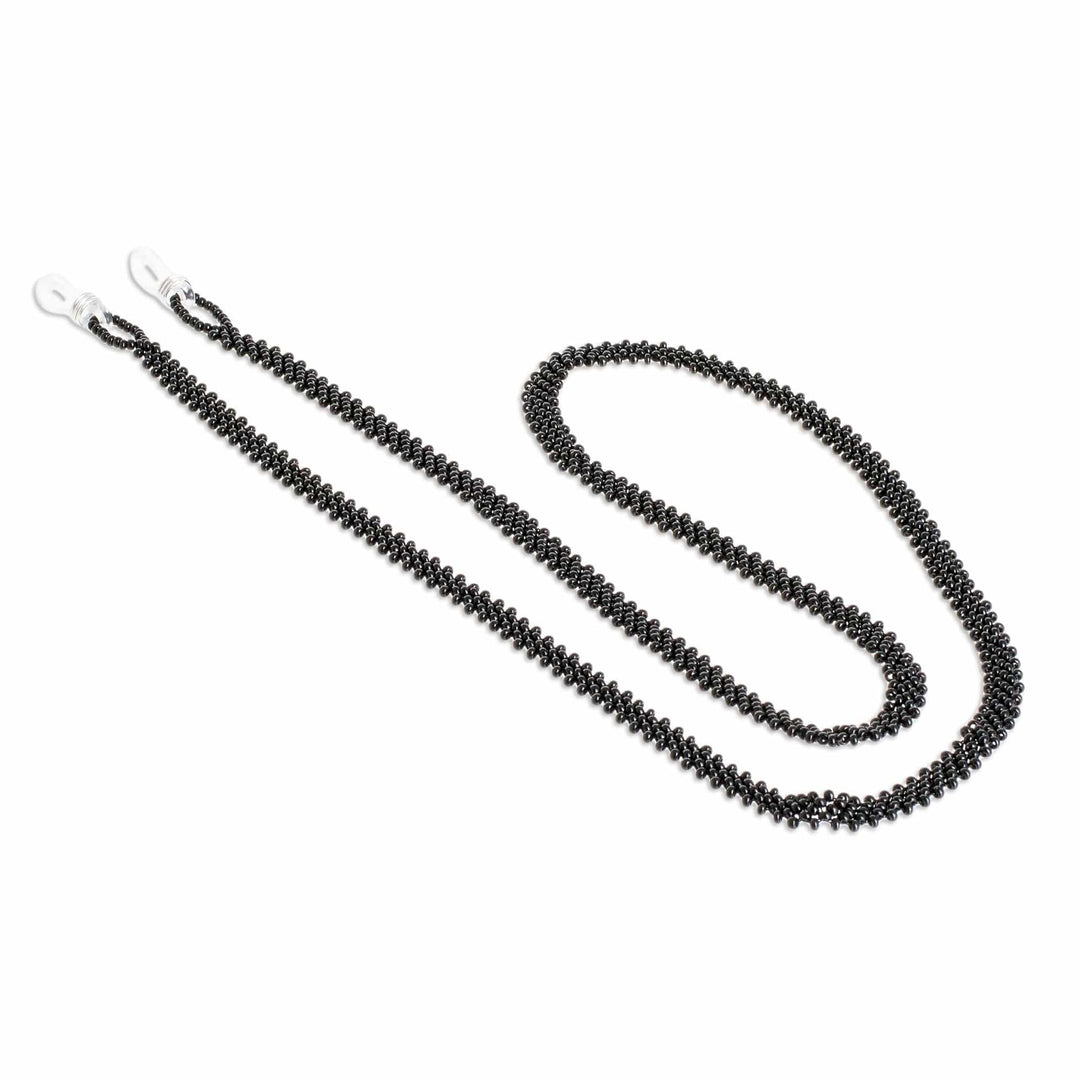 Black Beaded Eyeglass Lanyard - Sololá Trail in Black