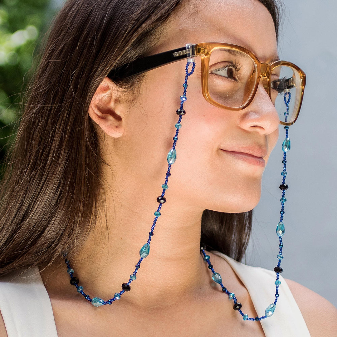 Hand Beaded Eyeglass Lanyard - Sololá Fiesta in Blue
