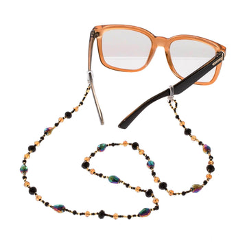 Artisan Crafted Beaded Eyeglass Lanyard - Sololá Fiesta in Black