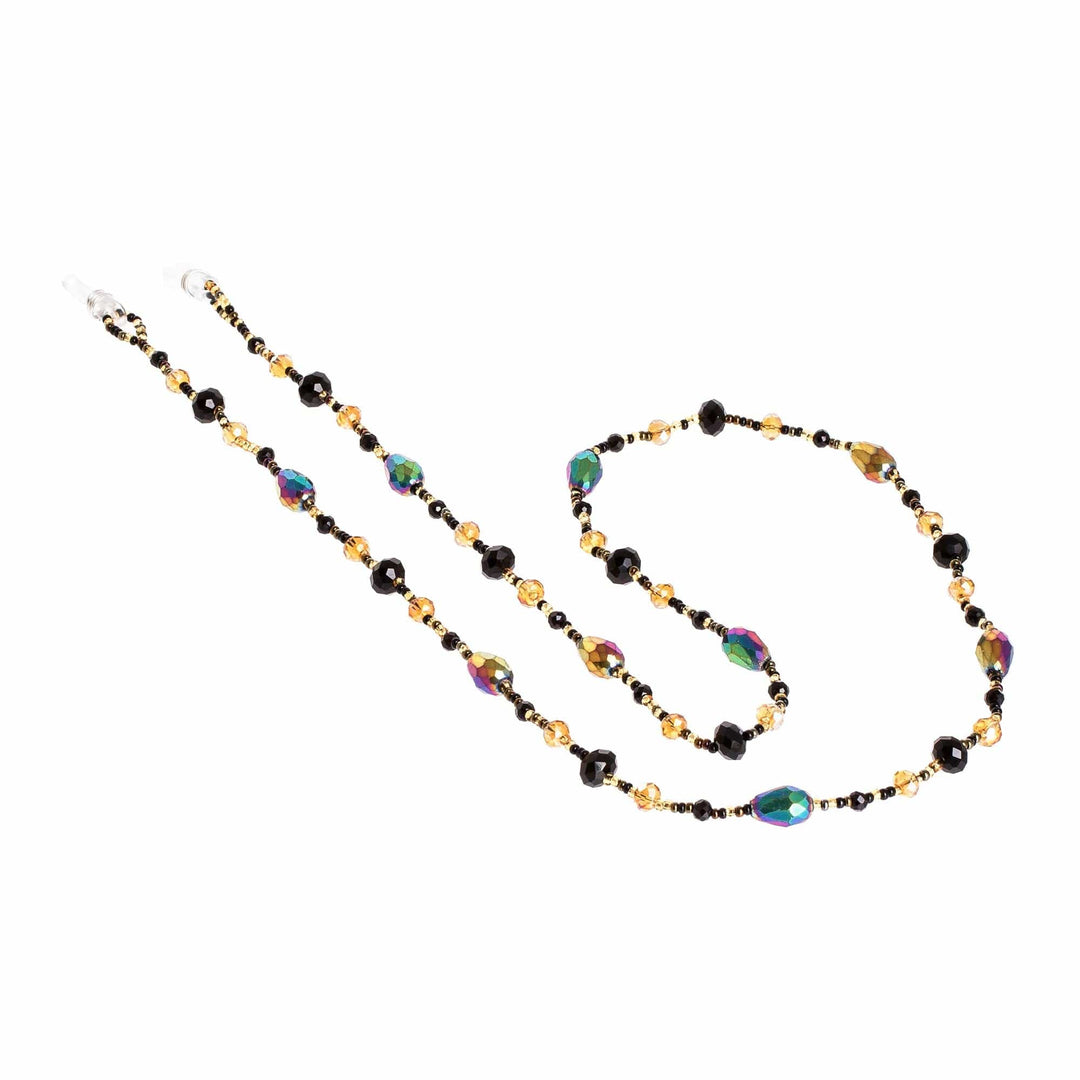 Artisan Crafted Beaded Eyeglass Lanyard - Sololá Fiesta in Black