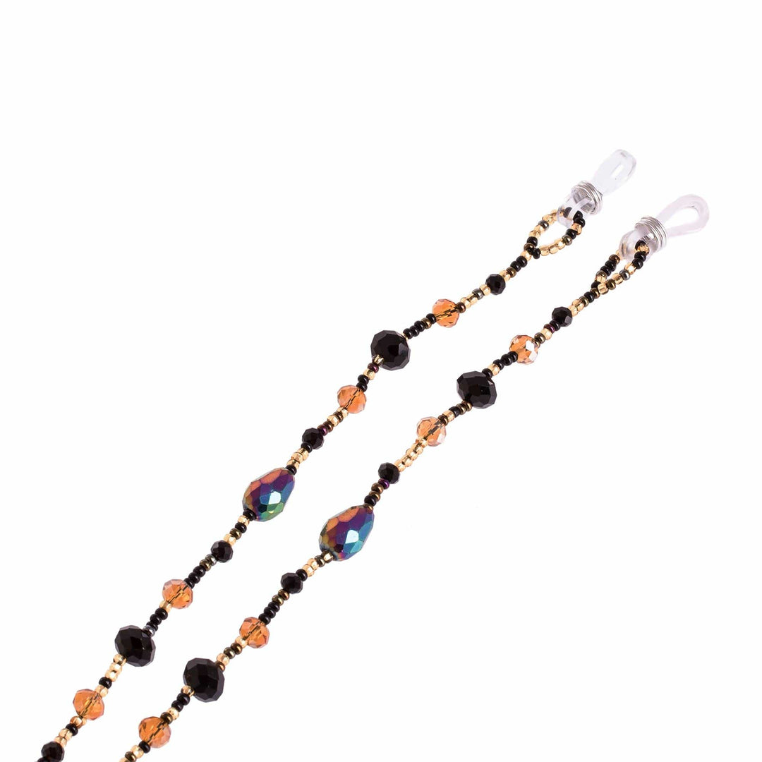 Artisan Crafted Beaded Eyeglass Lanyard - Sololá Fiesta in Black