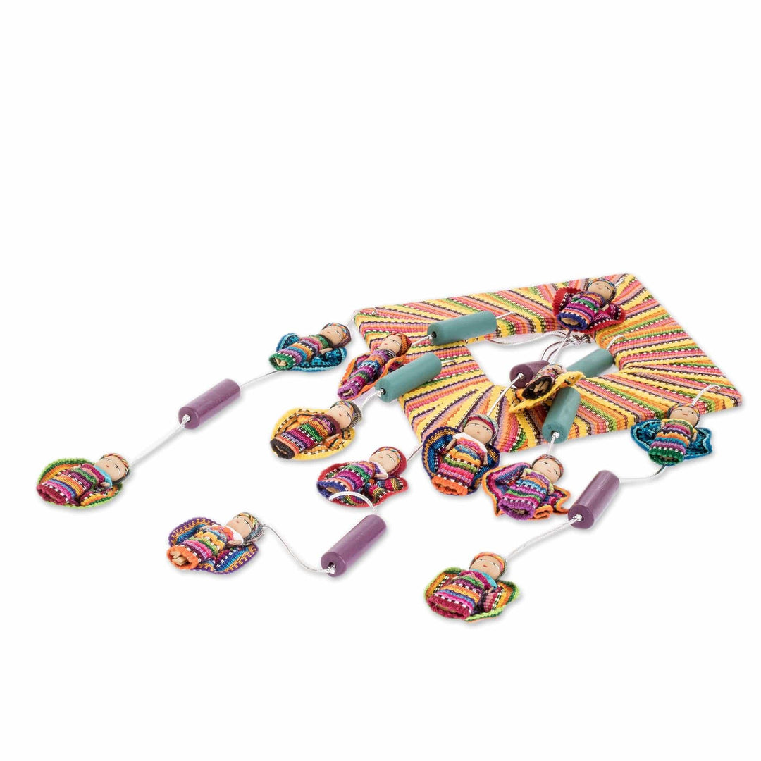 Quitapenas Doll and Wood Bead Mobile in Multiple Colors - Tell Us Your Troubles