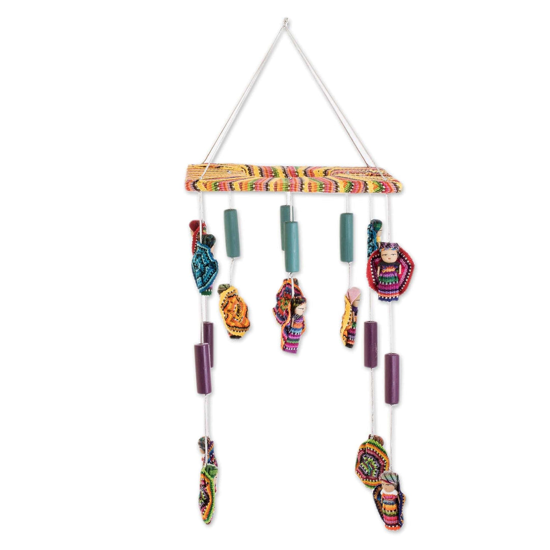 Quitapenas Doll and Wood Bead Mobile in Multiple Colors - Tell Us Your Troubles