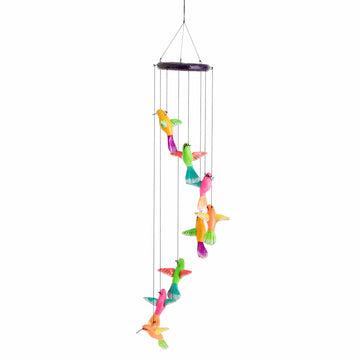 Ceramic Mobile with Eight Multicolored Hummingbirds - Circling Hummingbirds